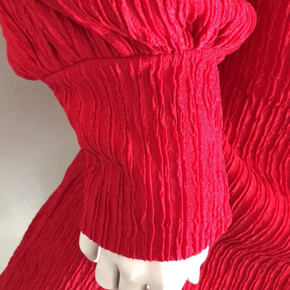 🎁🥂Host Pick🥂 New Eloquii Red Textured Fabric Long Sleeve Retro Dress - Picture 4 of 15